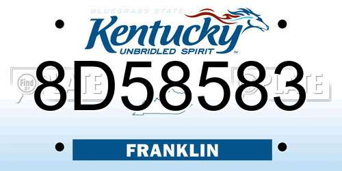 8D58583 Kentucky License Plate