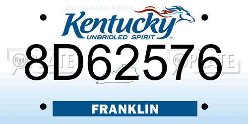 8D62576 Kentucky License Plate