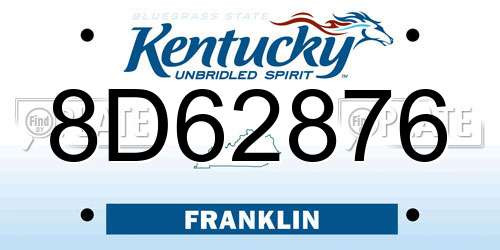 8D62876 Kentucky License Plate