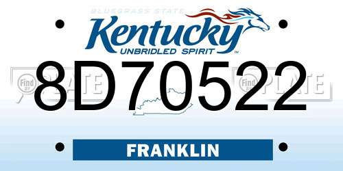 8D70522 Kentucky License Plate