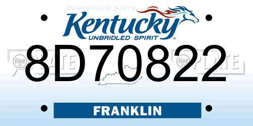 8D70822 Kentucky License Plate