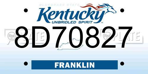 8D70827 Kentucky License Plate