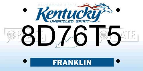 8D76T5 Kentucky License Plate