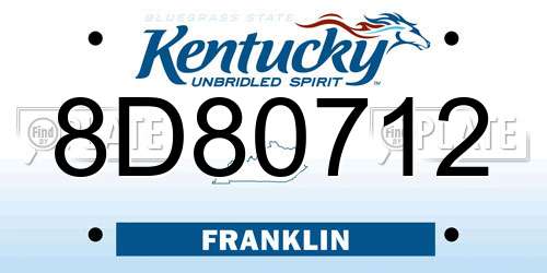 8D80712 Kentucky License Plate