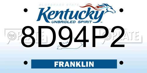 8D94P2 Kentucky License Plate