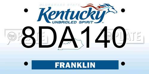 8DA140 Kentucky License Plate