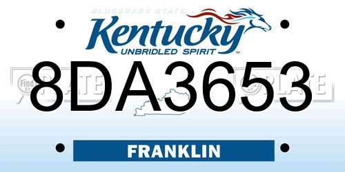 8DA3653 Kentucky License Plate
