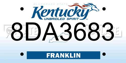 8DA3683 Kentucky License Plate