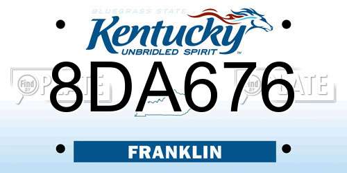 8DA676 Kentucky License Plate
