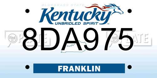 8DA975 Kentucky License Plate