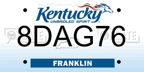 8DAG76 Kentucky License Plate