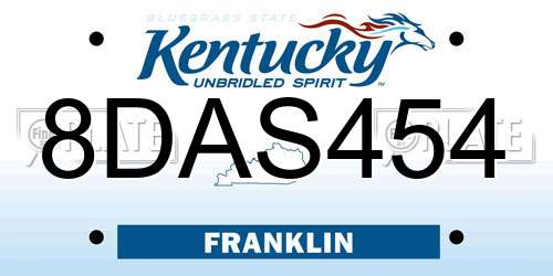8DAS454 Kentucky License Plate