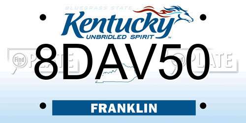 8DAV50 Kentucky License Plate