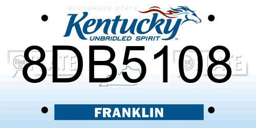 8DB5108 Kentucky License Plate
