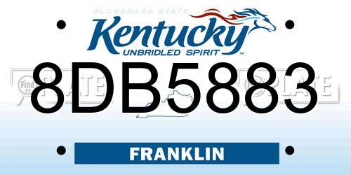 8DB5883 Kentucky License Plate