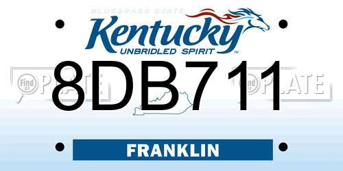 8DB711 Kentucky License Plate