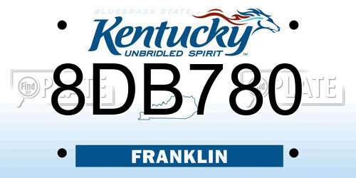 8DB780 Kentucky License Plate