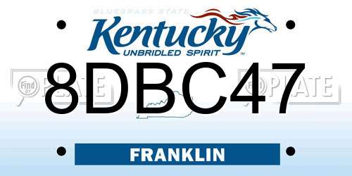 8DBC47 Kentucky License Plate