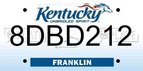 8DBD212 Kentucky License Plate