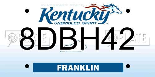 8DBH42 Kentucky License Plate