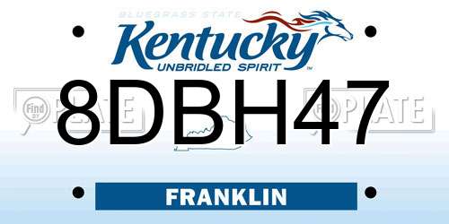 8DBH47 Kentucky License Plate