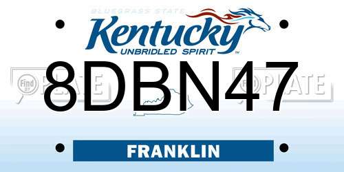 8DBN47 Kentucky License Plate