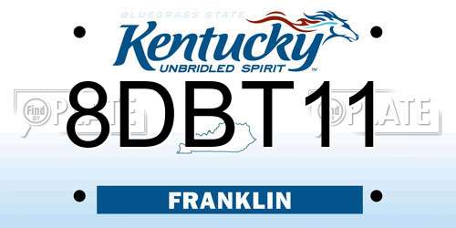 8DBT11 Kentucky License Plate