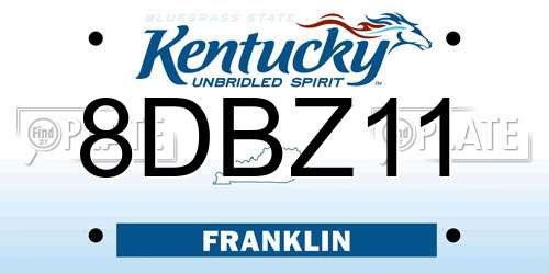 8DBZ11 Kentucky License Plate