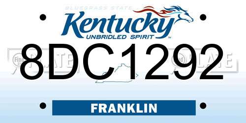 8DC1292 Kentucky License Plate