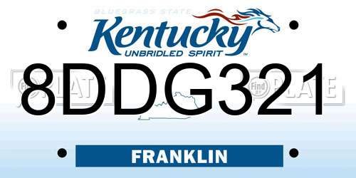 8DDG321 Kentucky License Plate