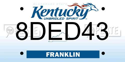 8DED43 Kentucky License Plate