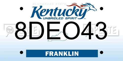 8DEO43 Kentucky License Plate
