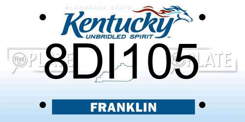 8DI105 Kentucky License Plate