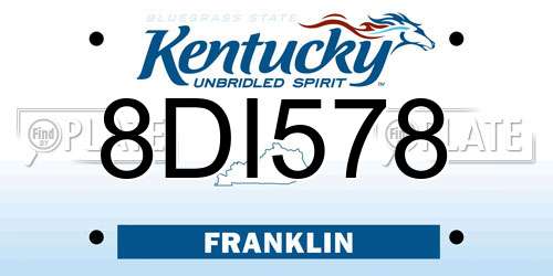 8DI578 Kentucky License Plate