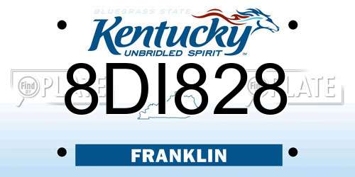 8DI828 Kentucky License Plate