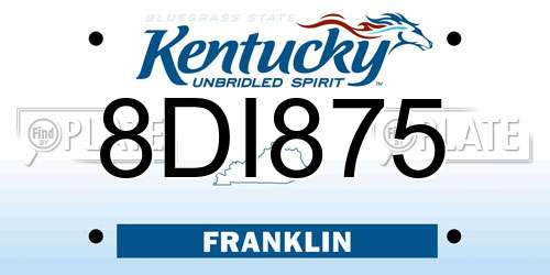 8DI875 Kentucky License Plate
