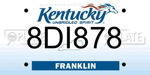 8DI878 Kentucky License Plate