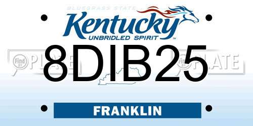 8DIB25 Kentucky License Plate