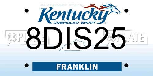 8DIS25 Kentucky License Plate