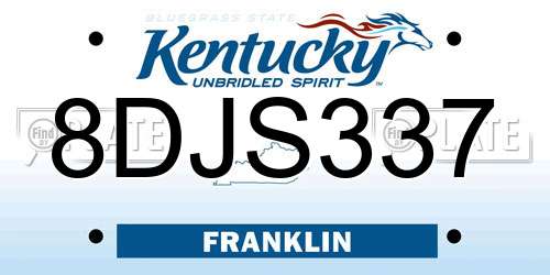 8DJS337 Kentucky License Plate