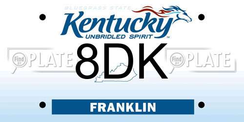 8DK Kentucky License Plate