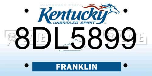 8DL5899 Kentucky License Plate