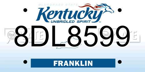 8DL8599 Kentucky License Plate