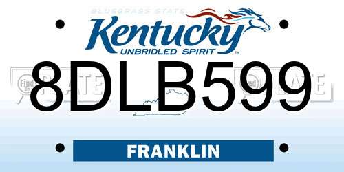 8DLB599 Kentucky License Plate