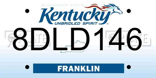 8DLD146 Kentucky License Plate