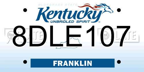 8DLE107 Kentucky License Plate
