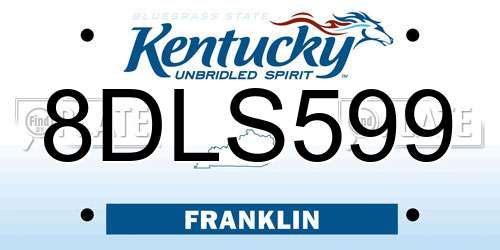 8DLS599 Kentucky License Plate