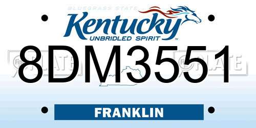 8DM3551 Kentucky License Plate