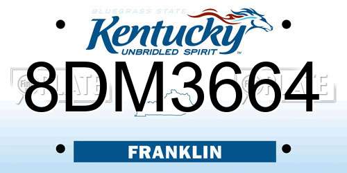 8DM3664 Kentucky License Plate