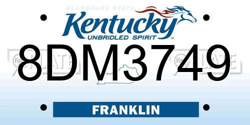 8DM3749 Kentucky License Plate
